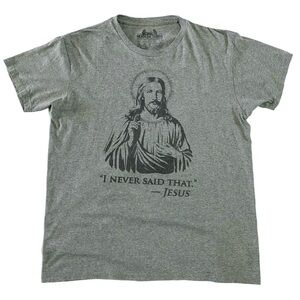 Jesus T-shirt Mens Size Large Gray Funny Humor Novelty